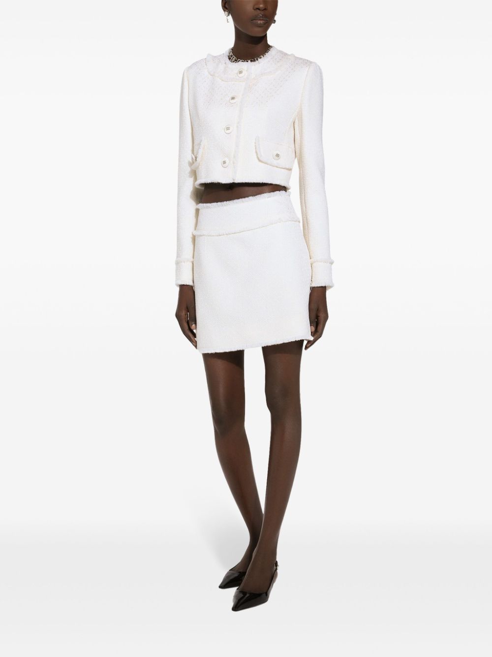 Dolce & Gabbana Cream Tweed Skirt image 1