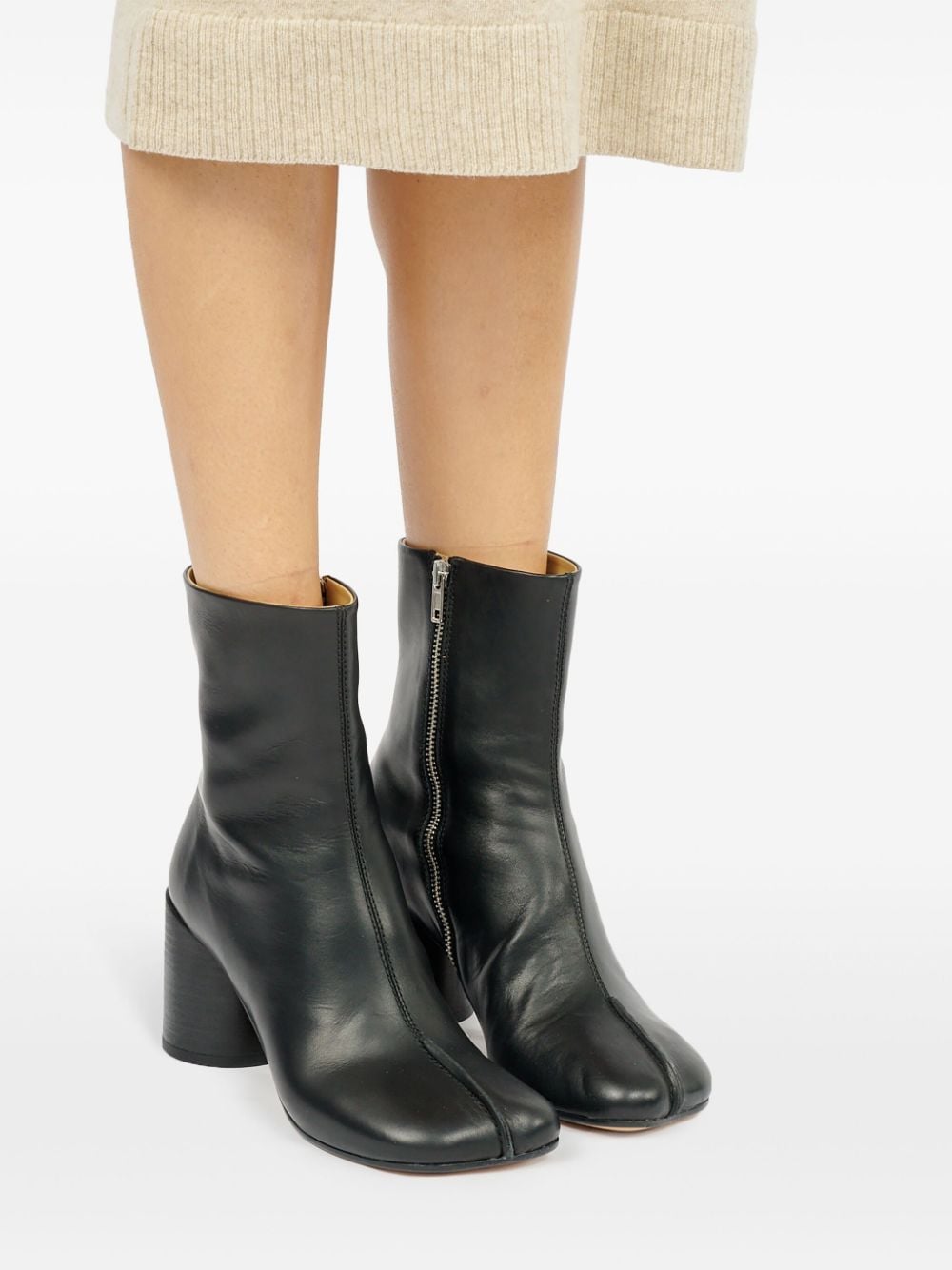 MM6 Maison Margiela Tabi Toe Leather Boots - Black image 4