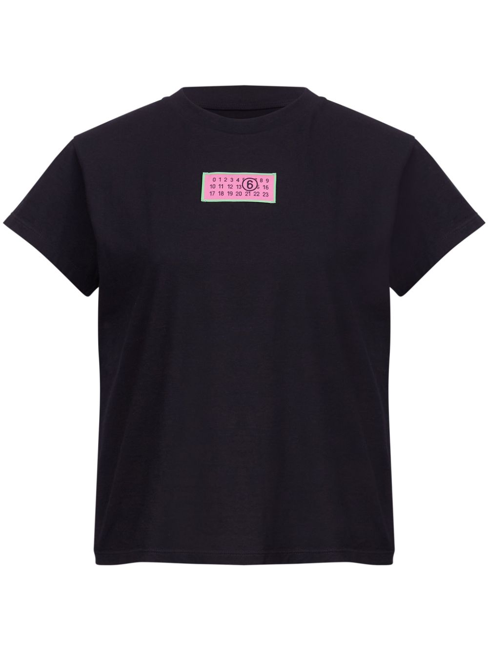 MM6 Maison Margiela Black Cotton T-Shirt with Logo Patch image 0