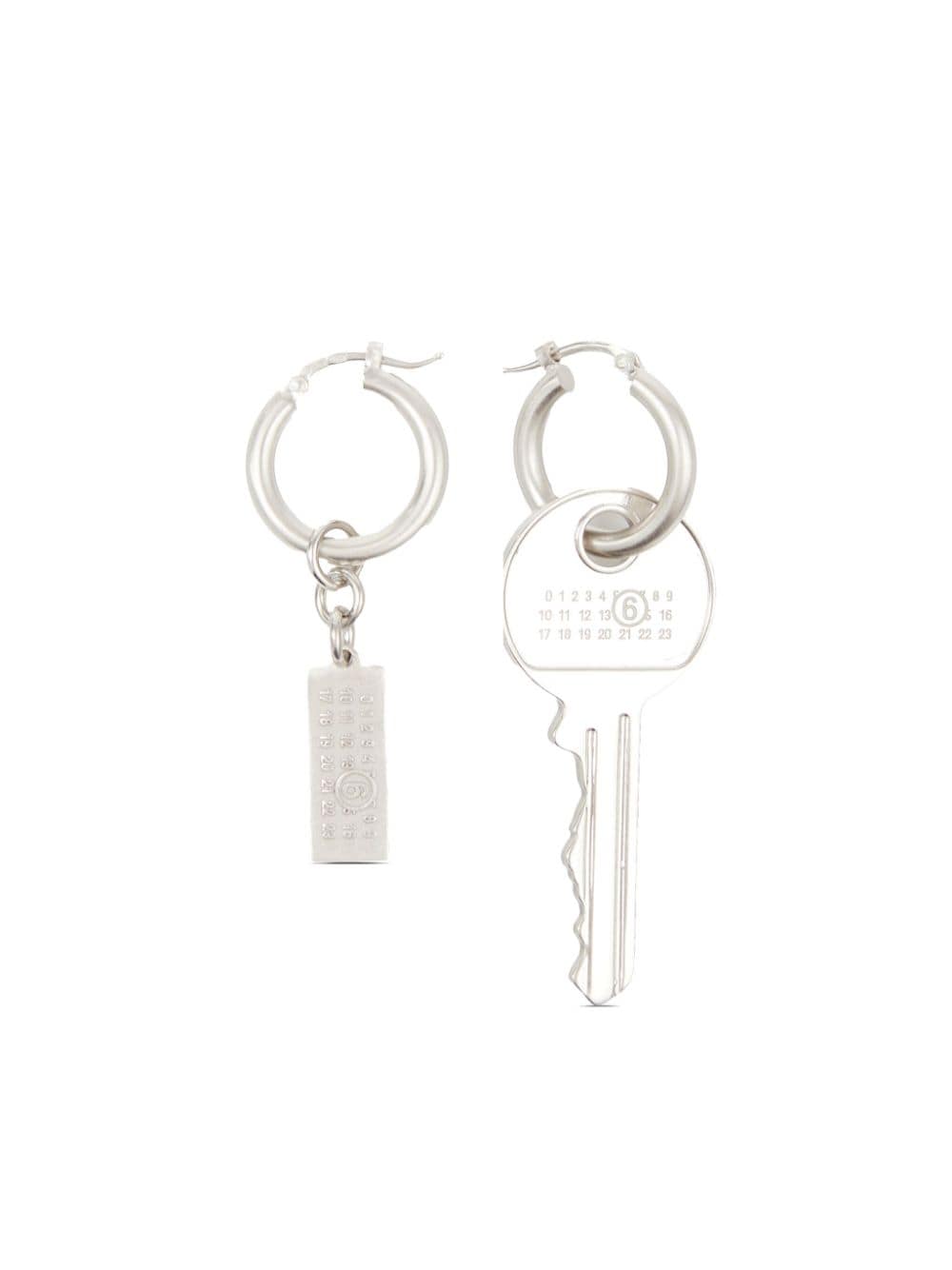 MM6 Maison Margiela Asymmetrical Silver Drop Earrings image 0