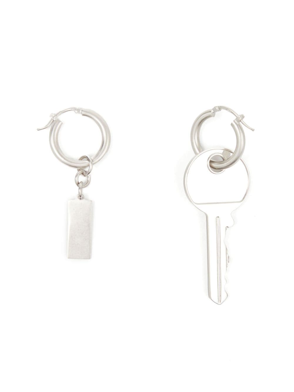 MM6 Maison Margiela Asymmetrical Silver Drop Earrings image 2