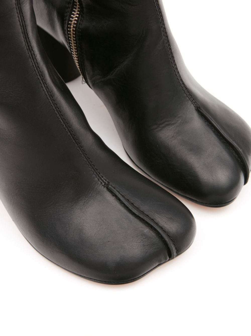 MM6 Maison Margiela Tabi Toe Side Zip Black Leather Boots image 1