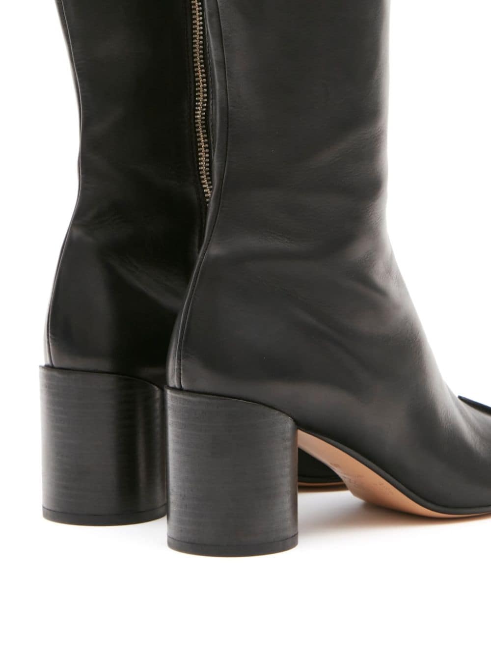 MM6 Maison Margiela Tabi Toe Side Zip Black Leather Boots image 2