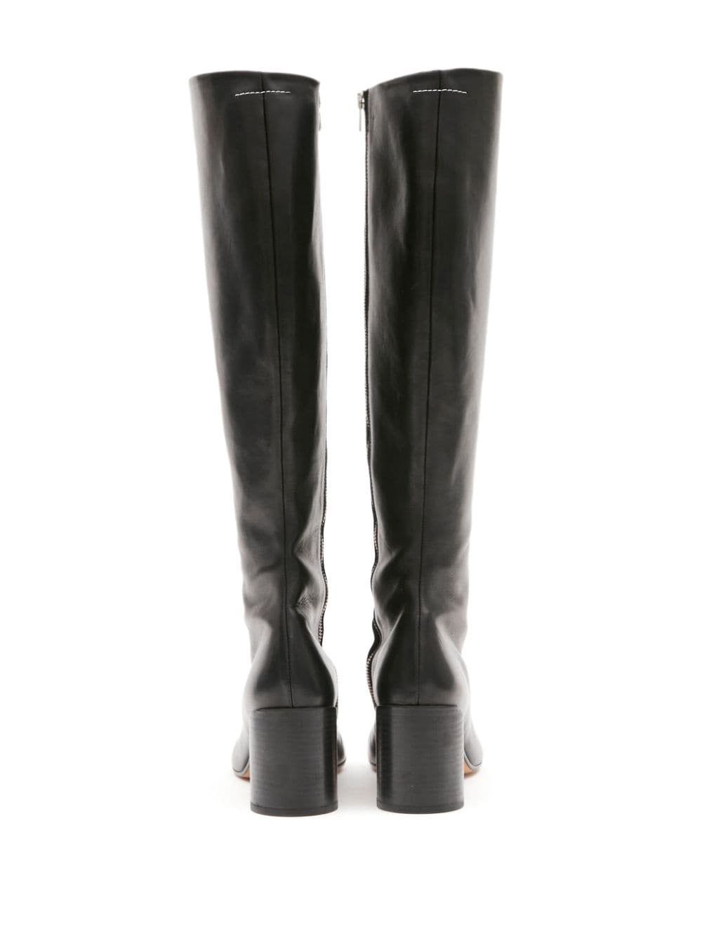 MM6 Maison Margiela Tabi Toe Side Zip Black Leather Boots image 4