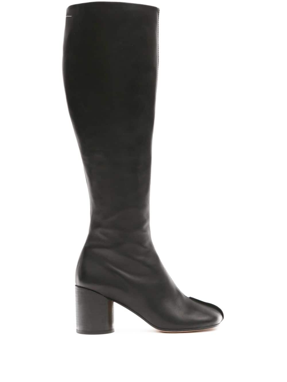 MM6 Maison Margiela Tabi Toe Side Zip Black Leather Boots image 0