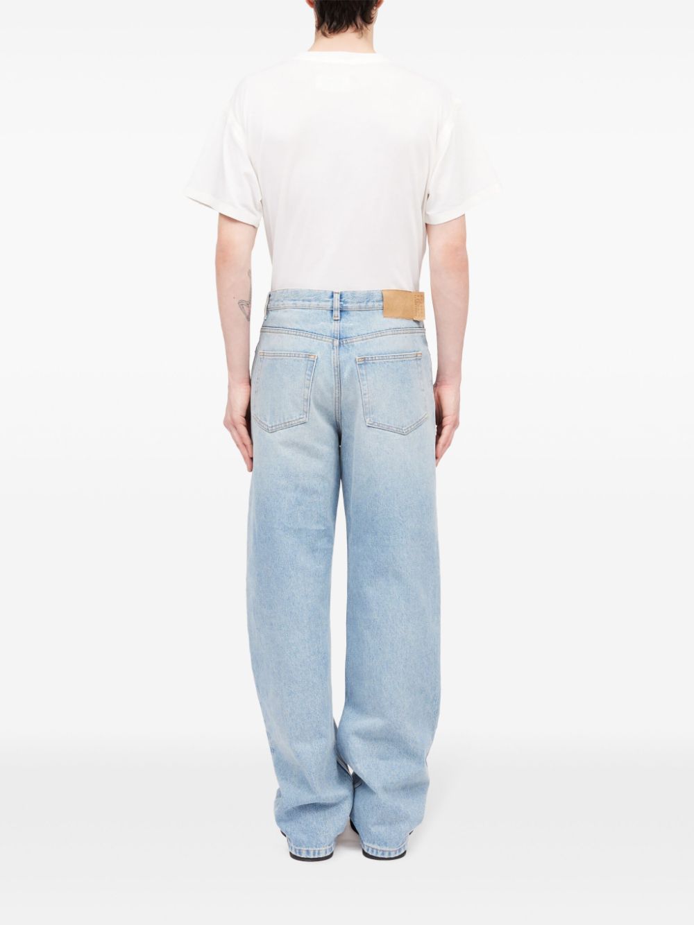 MM6 Maison Margiela Distressed Straight Leg Jeans - Light Blue image 1