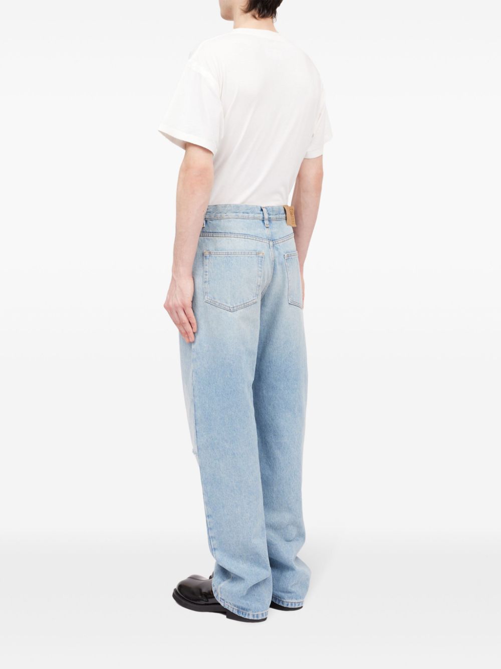 MM6 Maison Margiela Distressed Straight Leg Jeans - Light Blue image 4