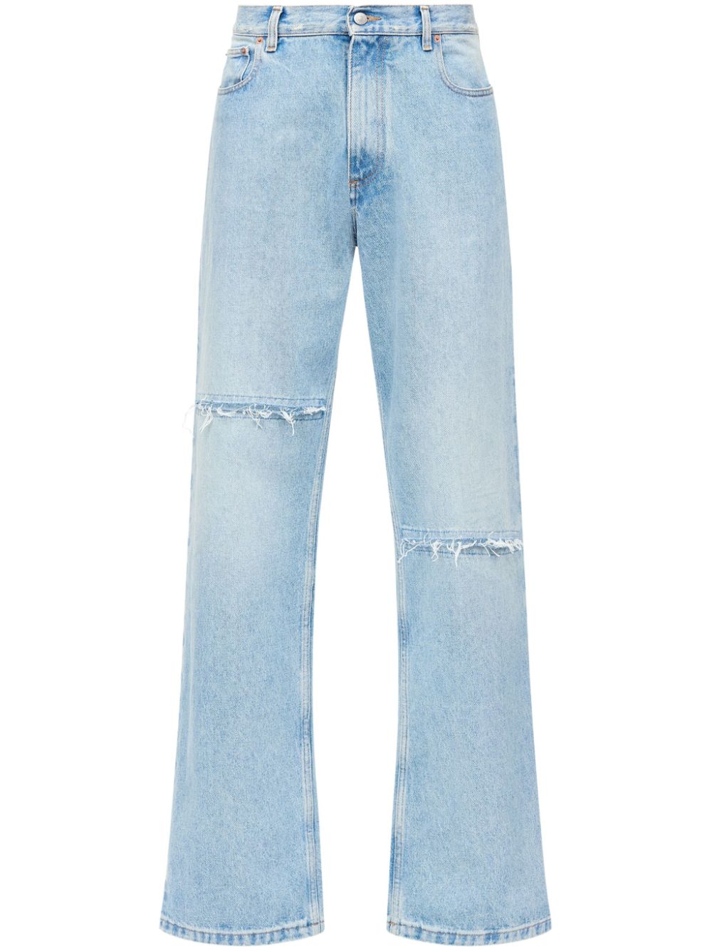 MM6 Maison Margiela Distressed Straight Leg Jeans - Light Blue image 0