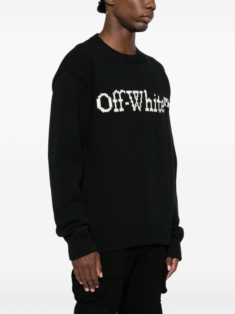 Off-White Black Intarsia Logo Sweater image 1