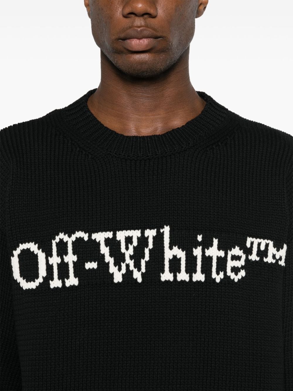 Off-White Black Intarsia Logo Sweater image 2