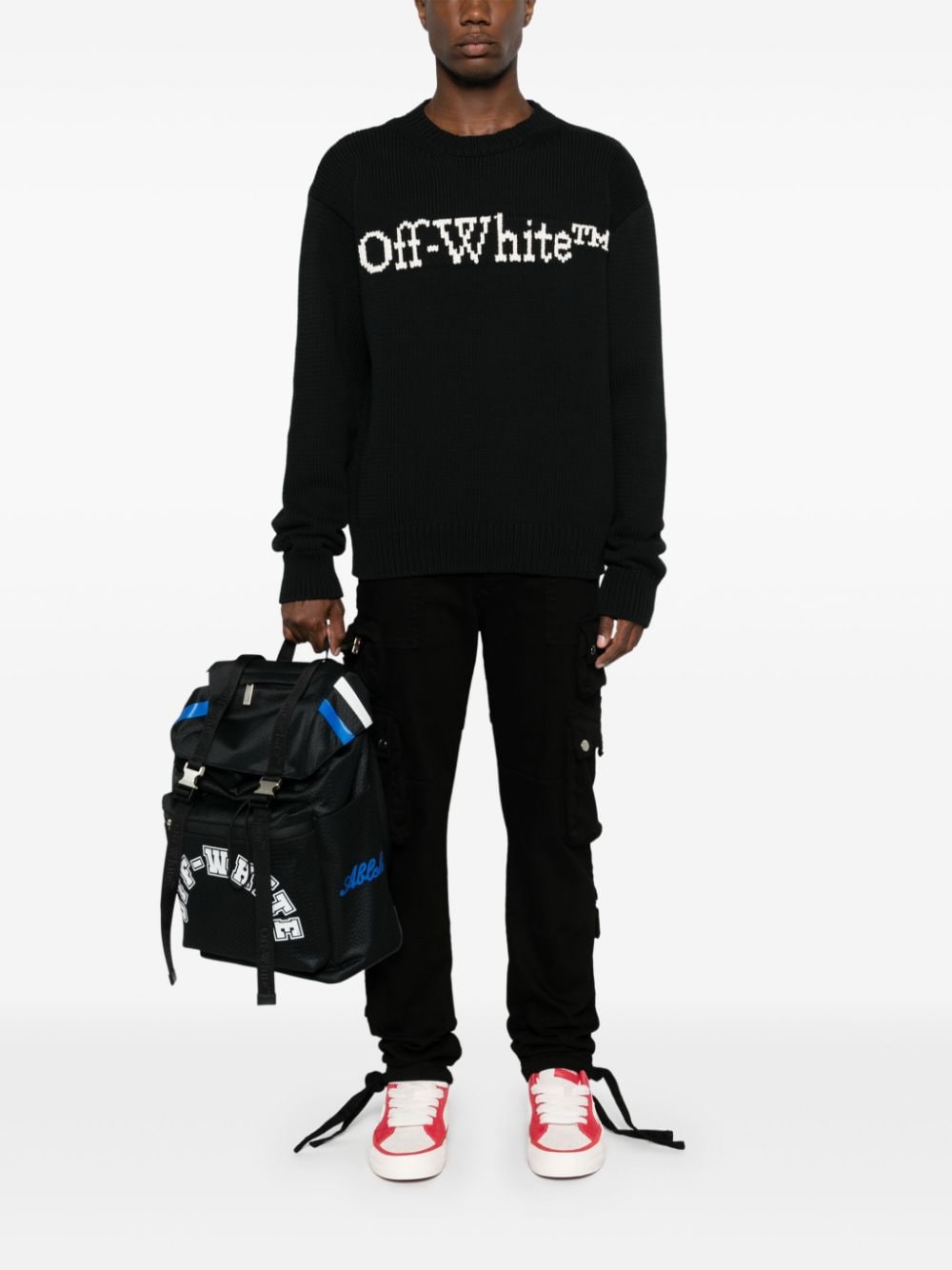 Off-White Black Intarsia Logo Sweater image 4