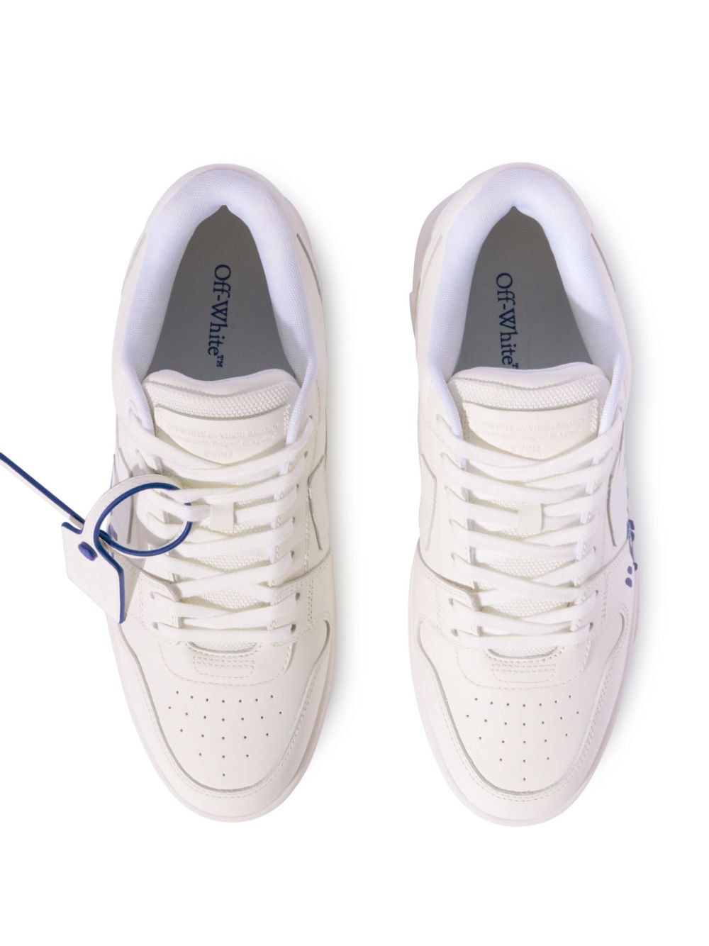 Off-White Low Top Sneakers with Clear Blue Detail image 3