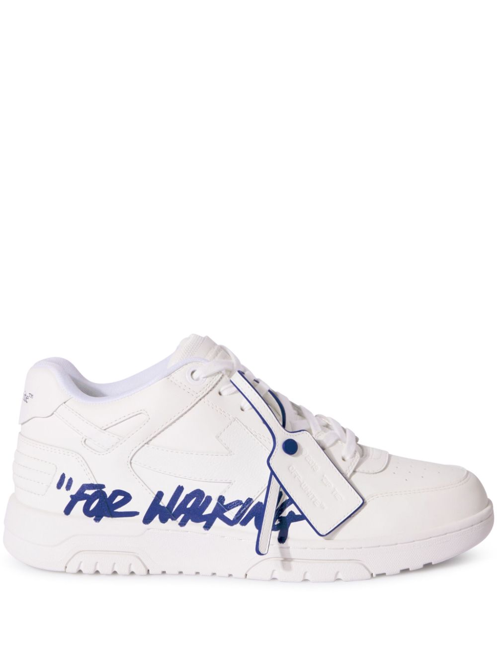 Off-White Low Top Sneakers with Clear Blue Detail image 0