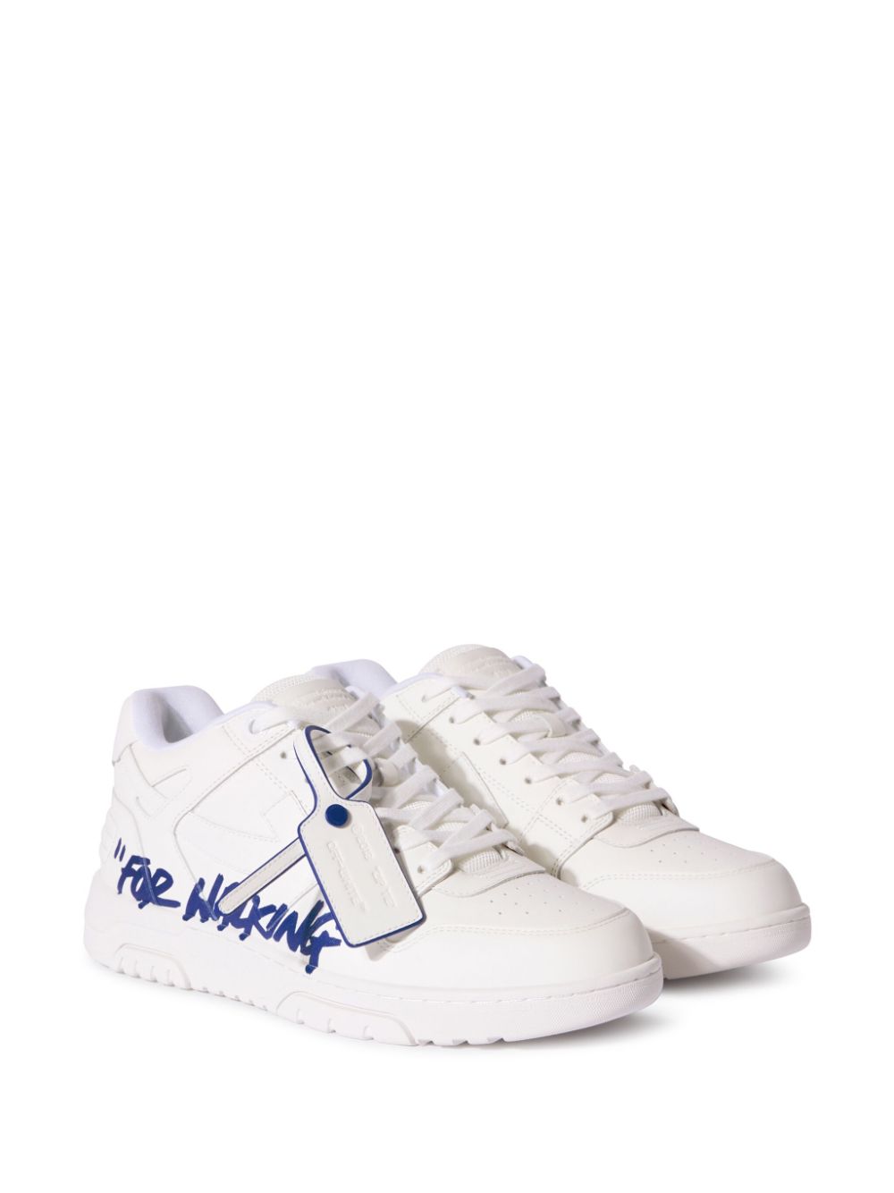 Off-White Low Top Sneakers with Clear Blue Detail image 5