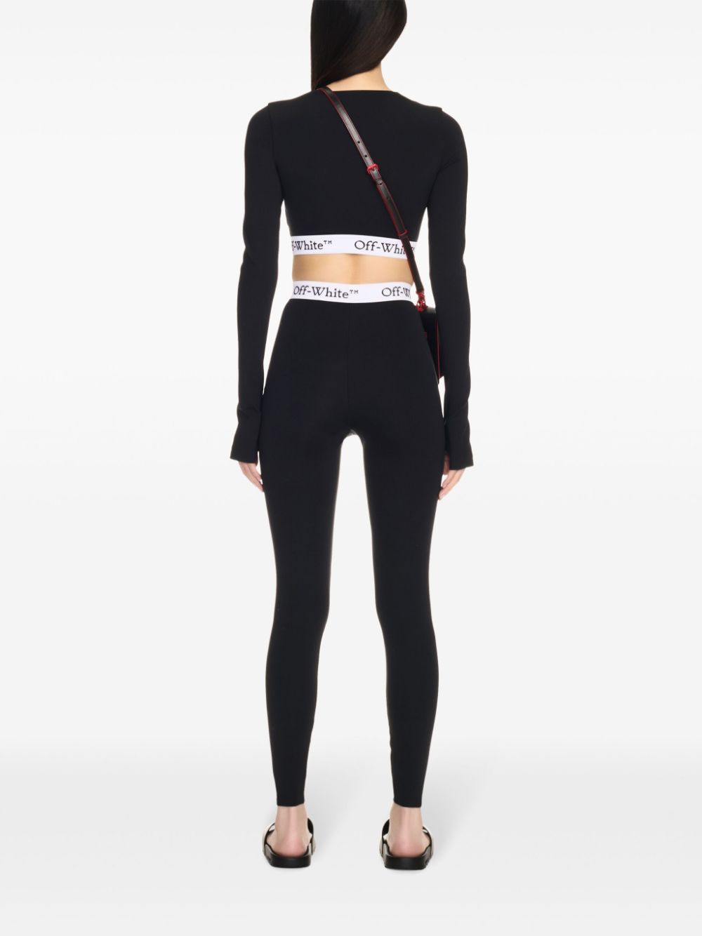 Off-White Black Scuba Jersey Crop Top with Logo Underband image 3