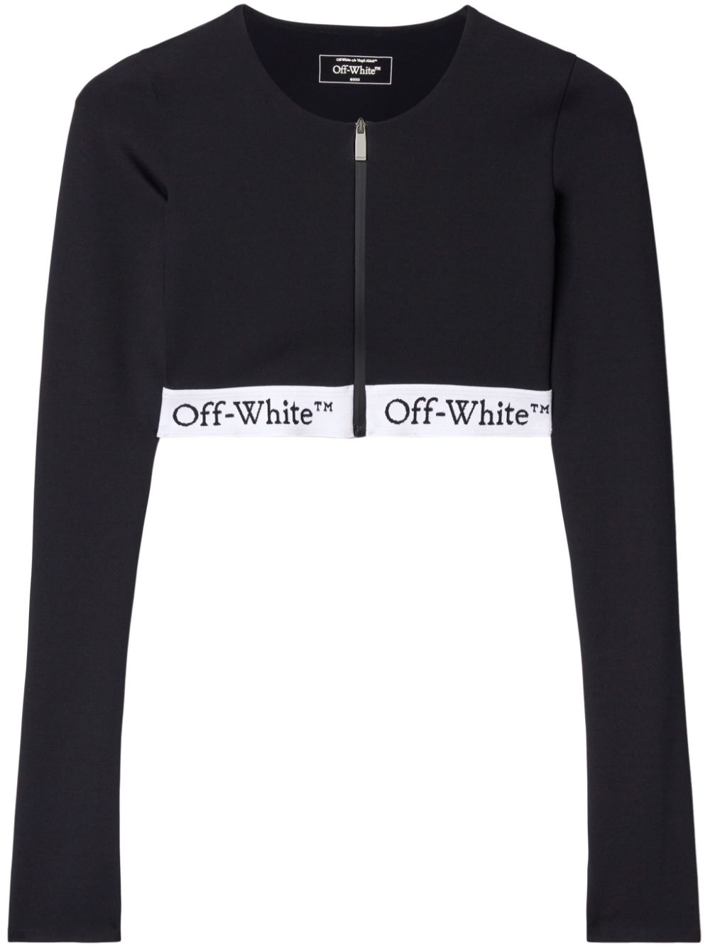 Off-White Black Scuba Jersey Crop Top with Logo Underband image 0