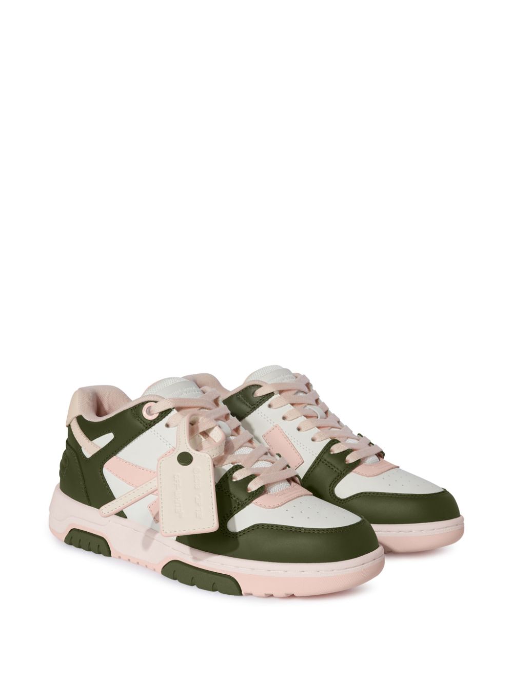 Off-White Green Low Top Sneakers with Signature Arrows image 1