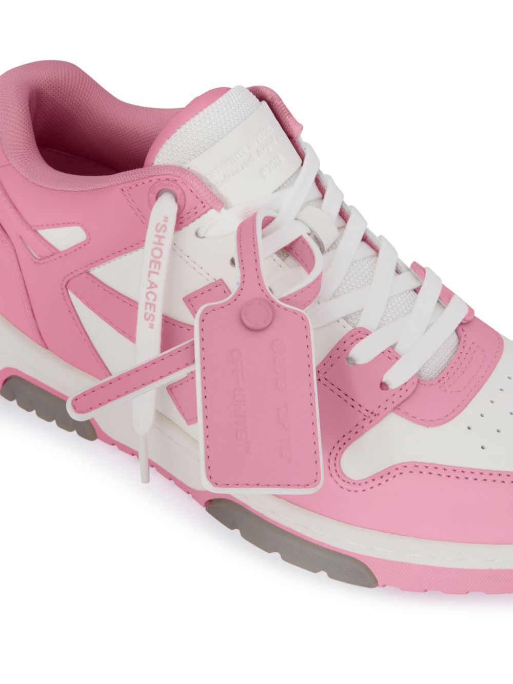 Off-White Low Top Sneakers with Pink Panels image 2