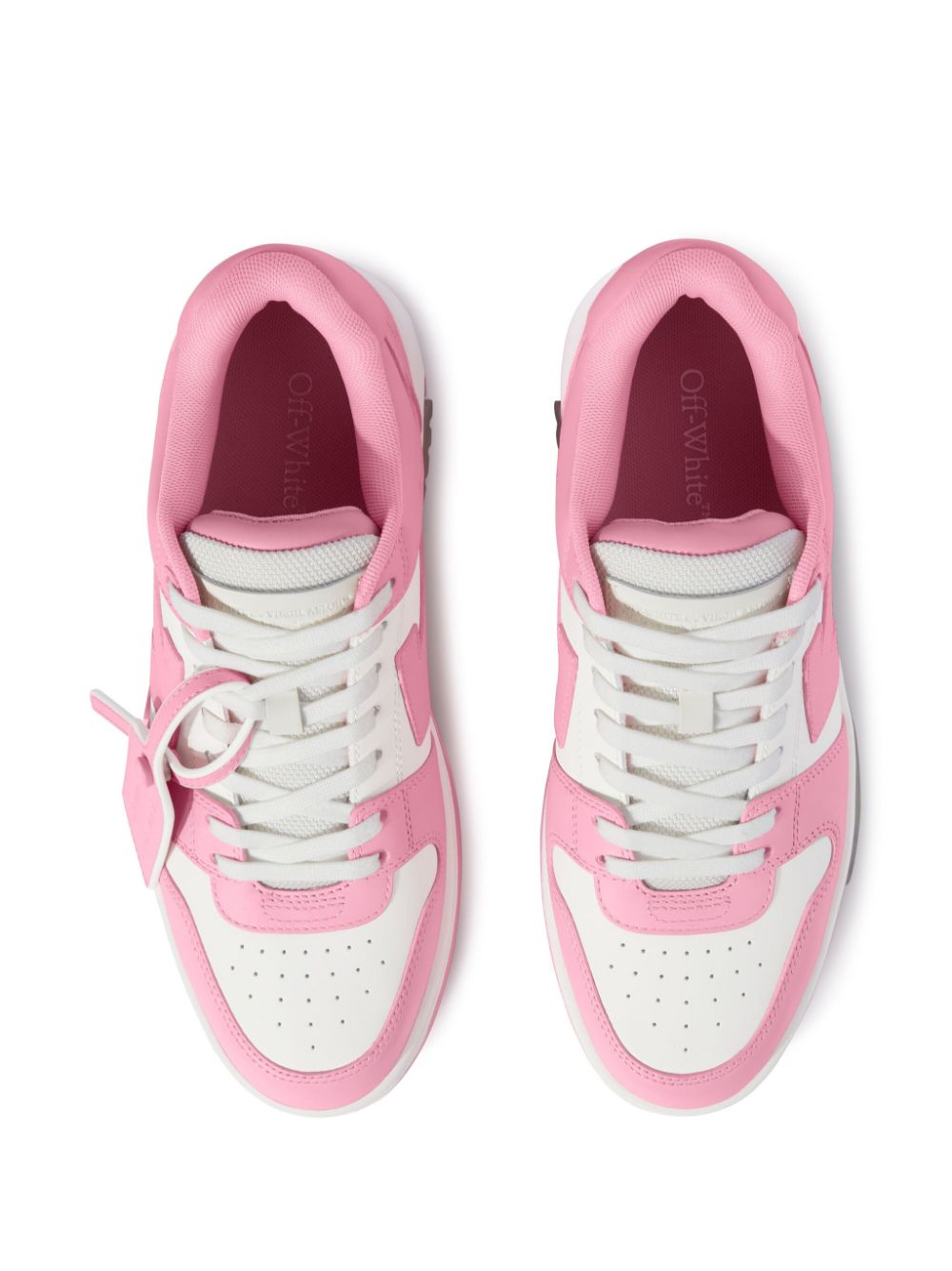 Off-White Low Top Sneakers with Pink Panels image 3