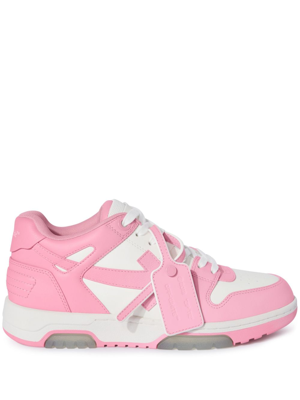 Off-White Low Top Sneakers with Pink Panels image 0