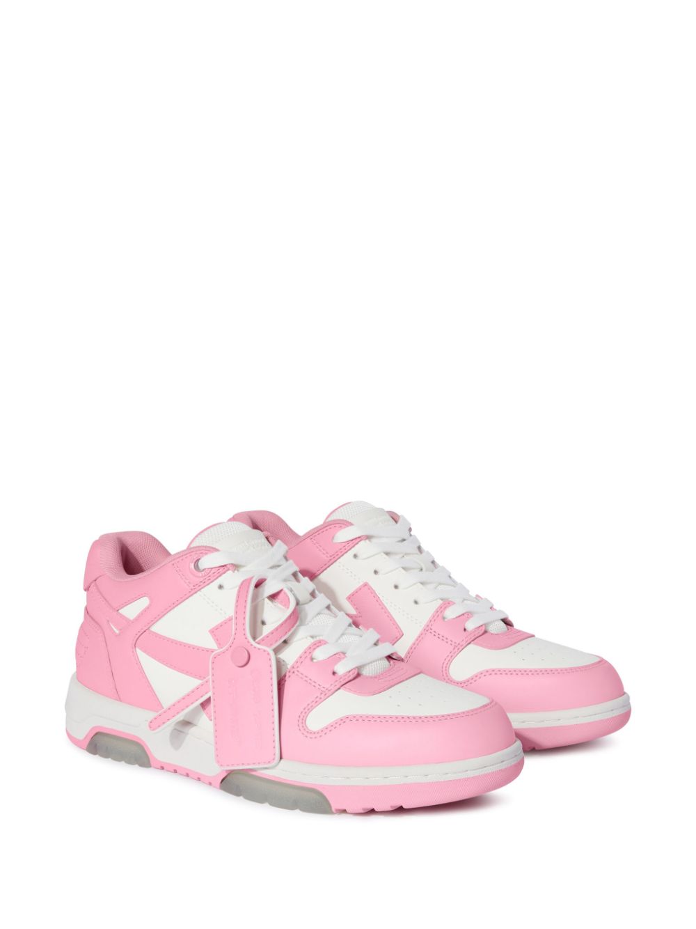 Off-White Low Top Sneakers with Pink Panels image 5