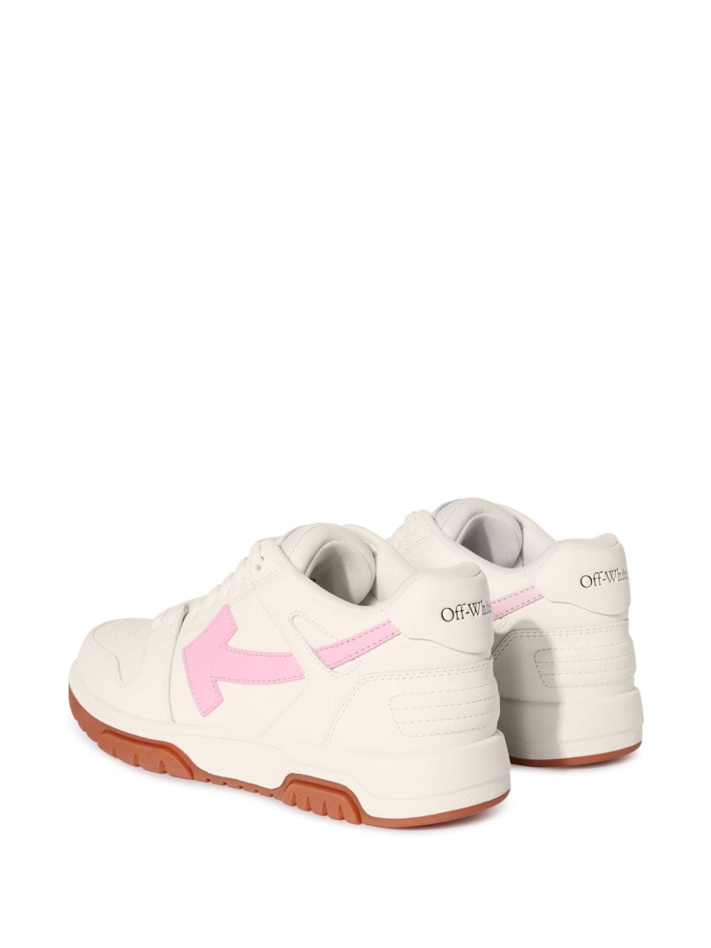 Off-White Panelled Sneakers with Pink Accents image 1