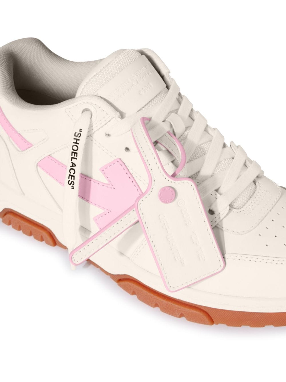 Off-White Panelled Sneakers with Pink Accents image 2