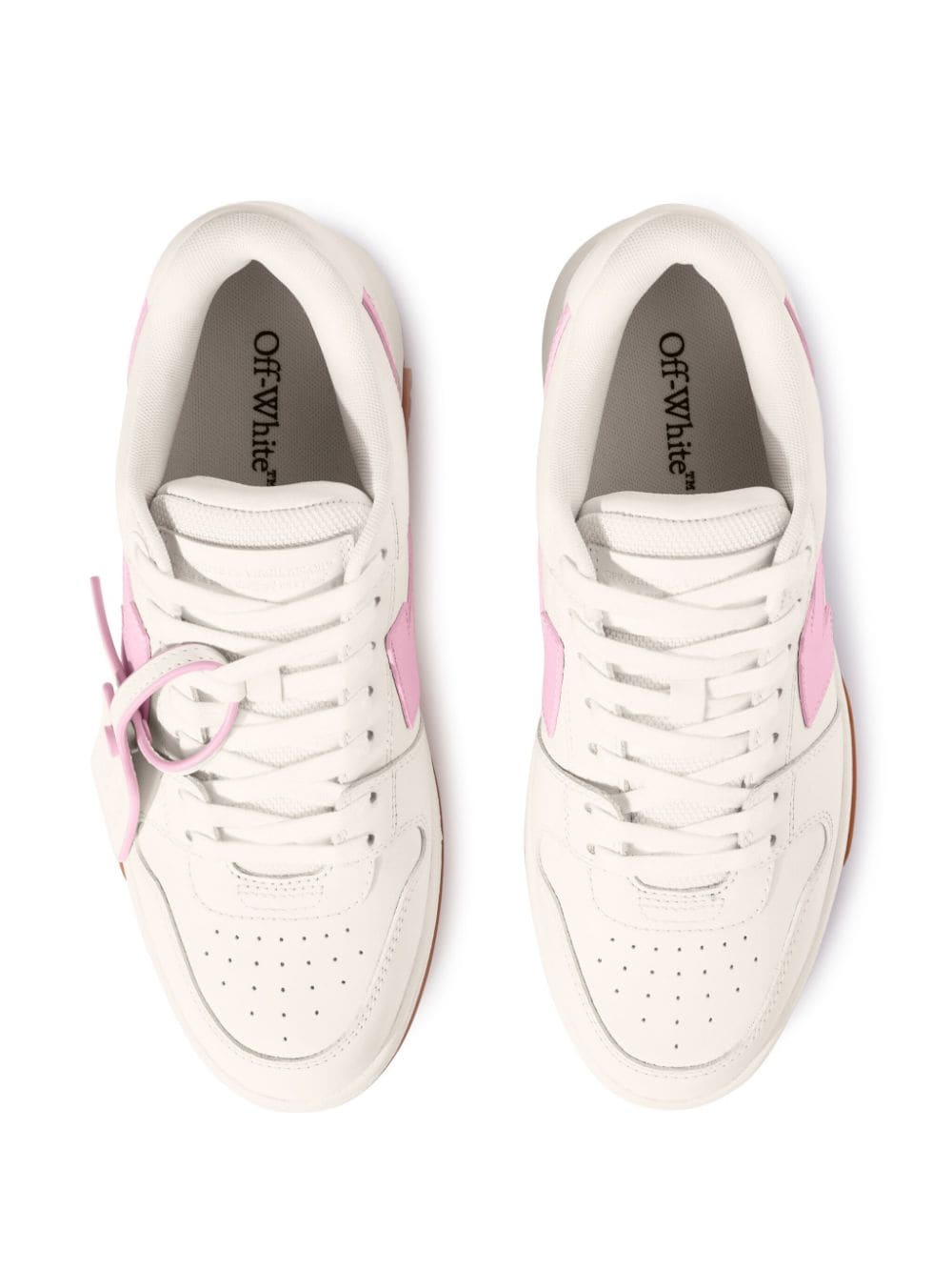 Off-White Panelled Sneakers with Pink Accents image 4