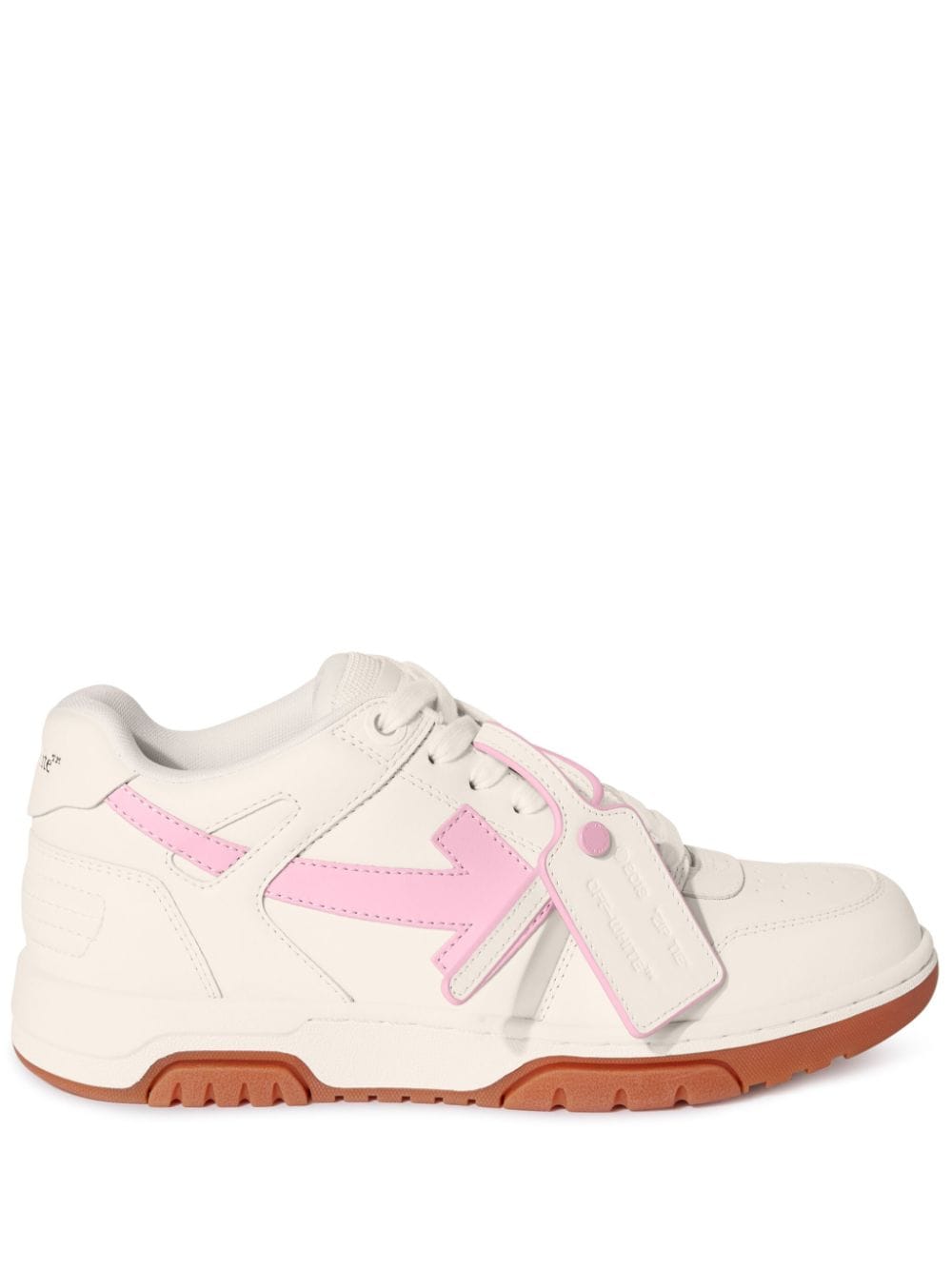 Off-White Panelled Sneakers with Pink Accents image 0