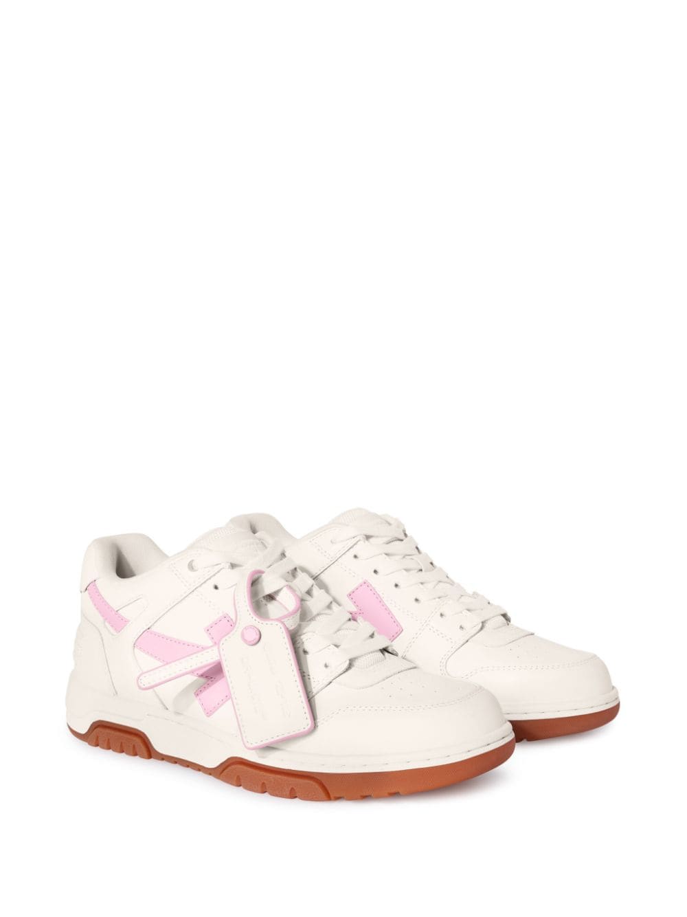 Off-White Panelled Sneakers with Pink Accents image 5