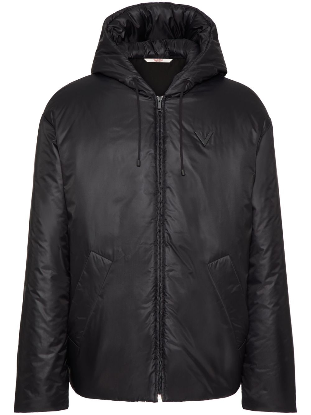 Valentino Black Padded Coat with Drawstring Hood image 0