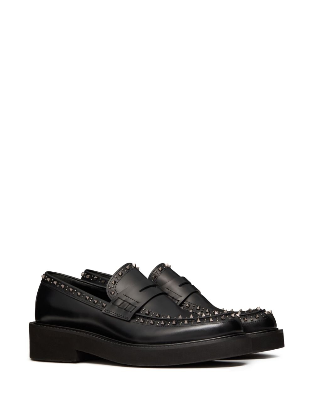 Valentino Garavani Rockstud Flat Shoes - Black Calf Leather image 2