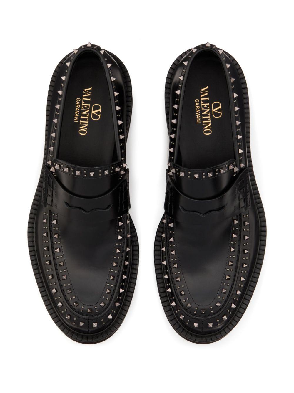 Valentino Garavani Rockstud Flat Shoes - Black Calf Leather image 3