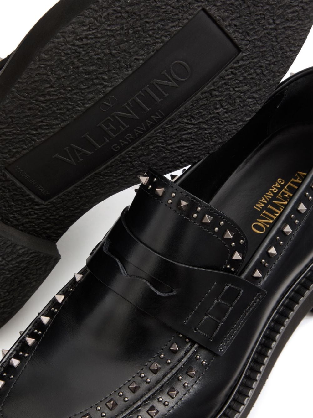 Valentino Garavani Rockstud Flat Shoes - Black Calf Leather image 4