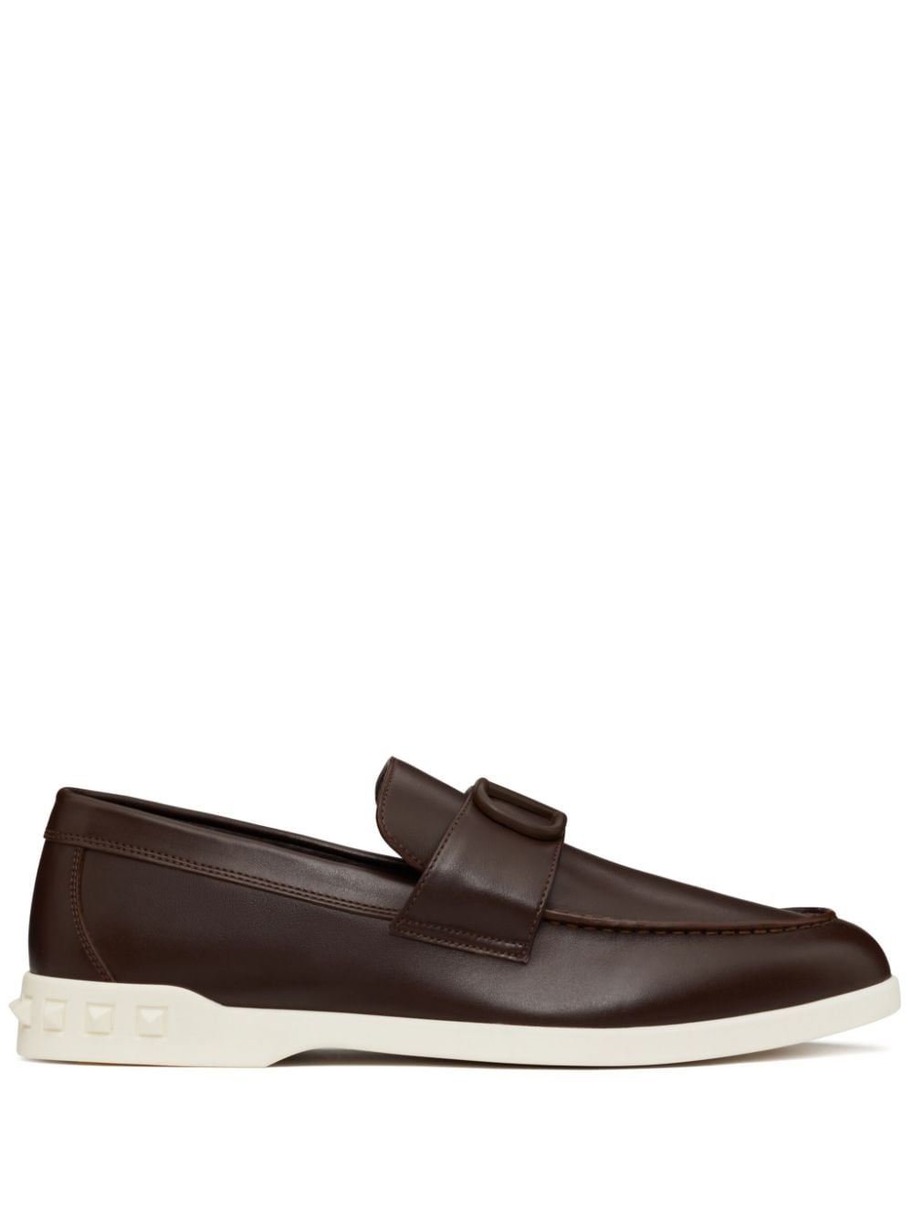 Valentino Garavani Brown Leather VLogo Signature Sneakers image 0