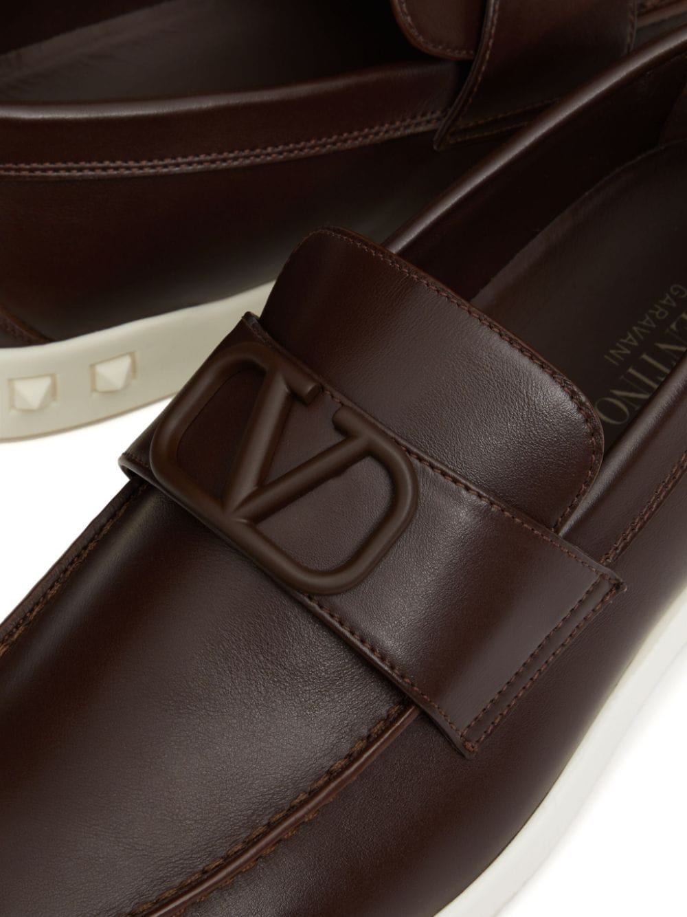 Valentino Garavani Brown Leather VLogo Signature Sneakers image 3