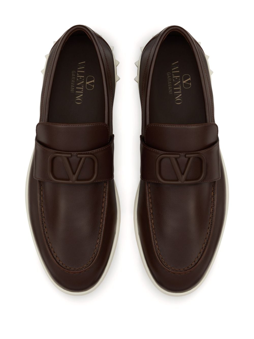 Valentino Garavani Brown Leather VLogo Signature Sneakers image 4