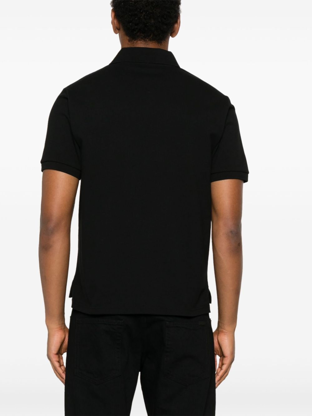 Saint Laurent Black Cotton Blend Polo Shirt with Embroidered Logo image 2