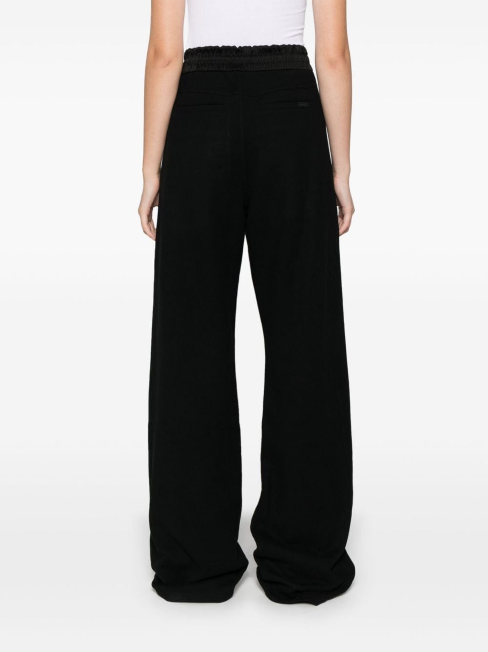 Saint Laurent Black Cotton Jersey Trousers with Embroidered Logo image 1