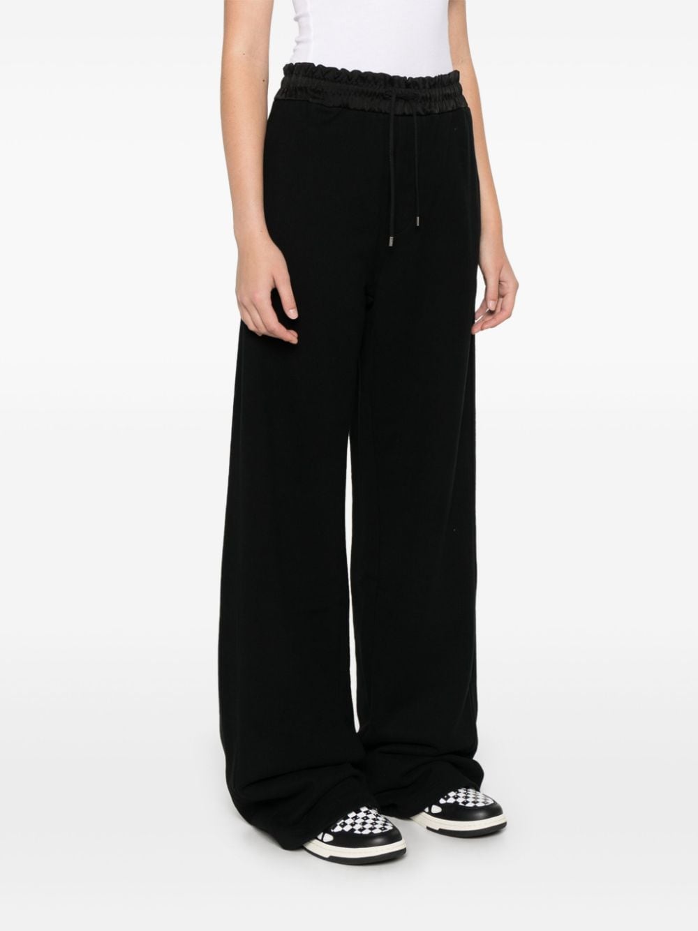 Saint Laurent Black Cotton Jersey Trousers with Embroidered Logo image 4