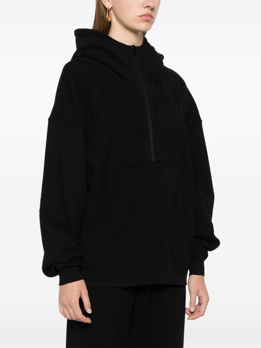 Saint Laurent Black Embroidered Logo Cotton Blend Hoodie image 1