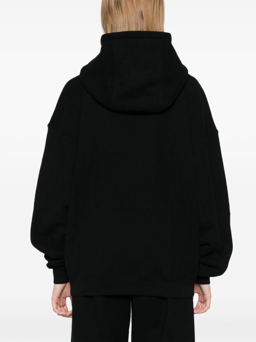 Saint Laurent Black Embroidered Logo Cotton Blend Hoodie image 2