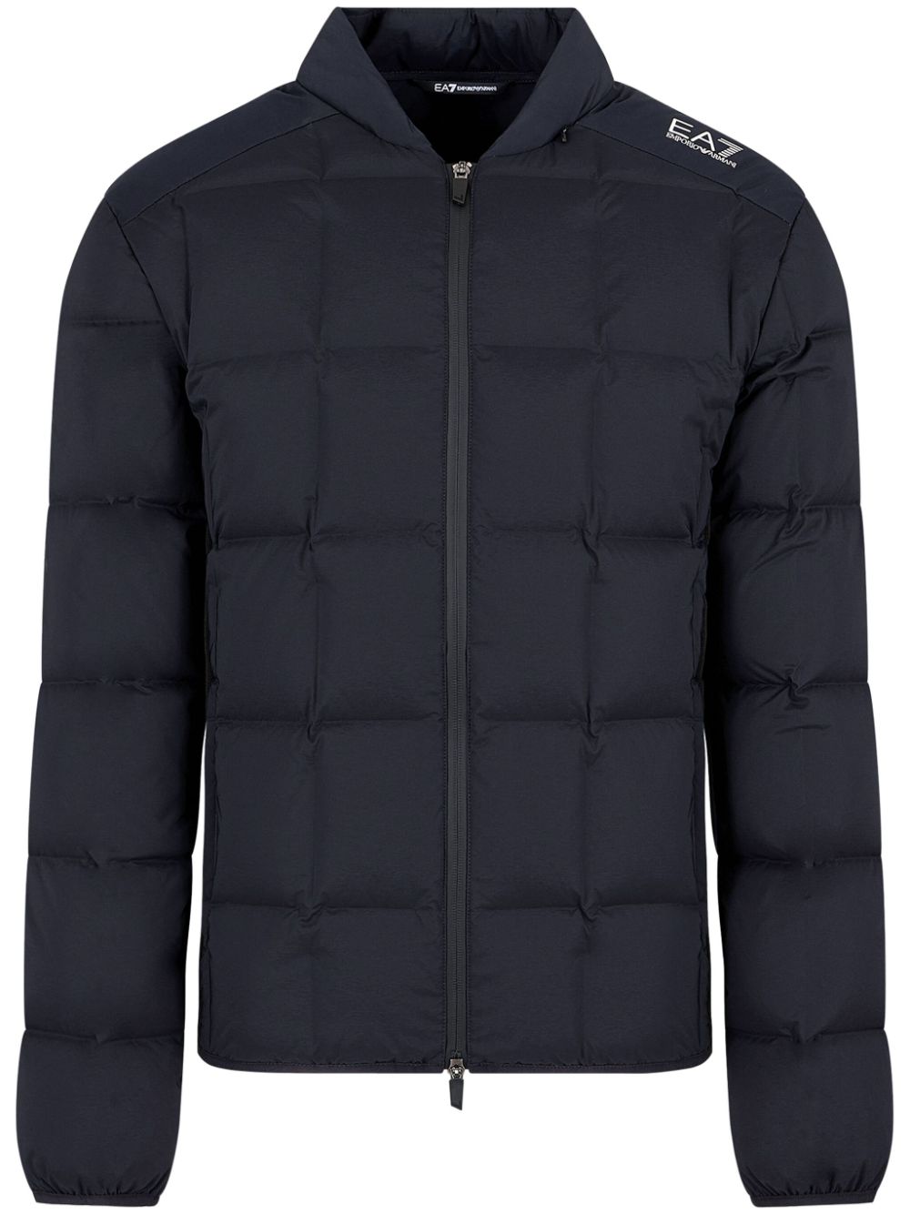 EA7 Blue Padded Quilted Coat with Logo Detail image 0