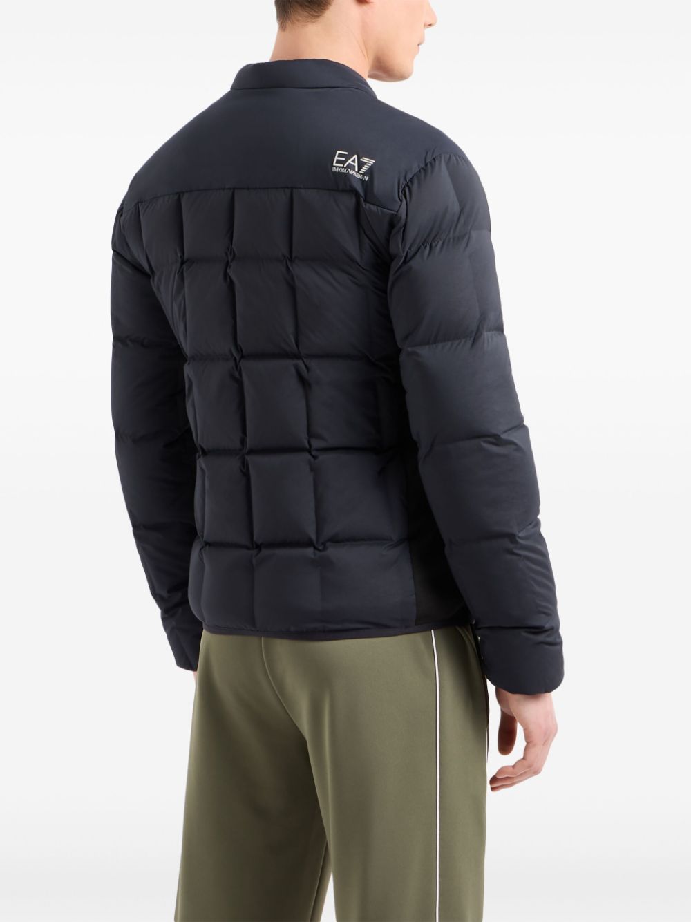 EA7 Blue Padded Quilted Coat with Logo Detail image 3