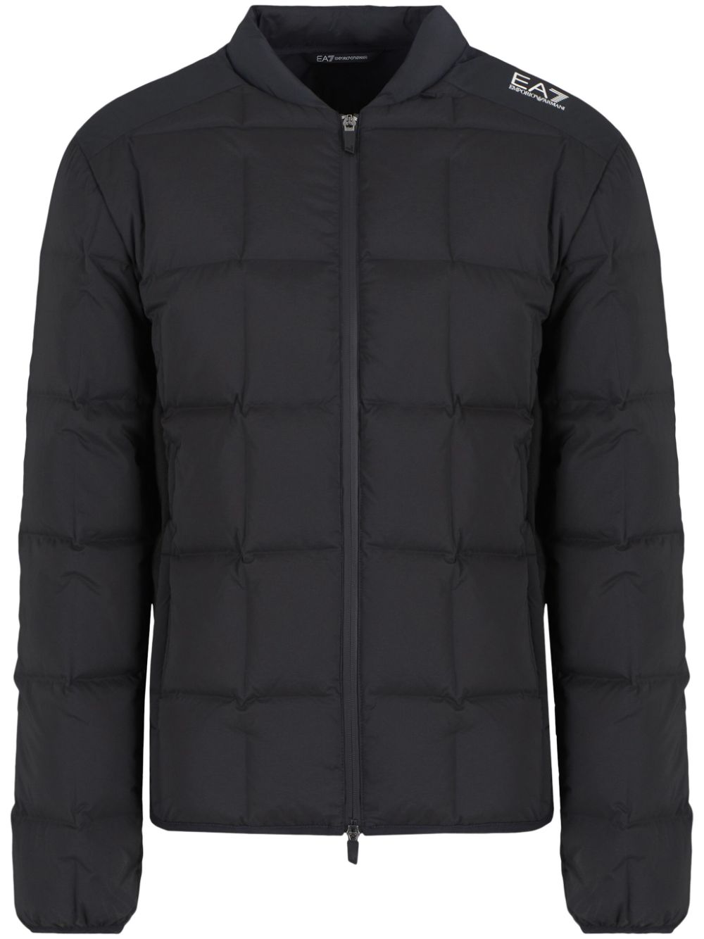 EA7 Black Padded Quilted Coat with Logo Details image 0