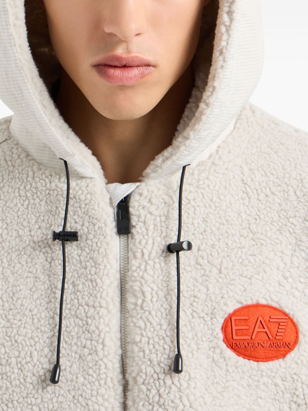 EA7 Men's Grey Fleece Zip-Up Hoodie image 2