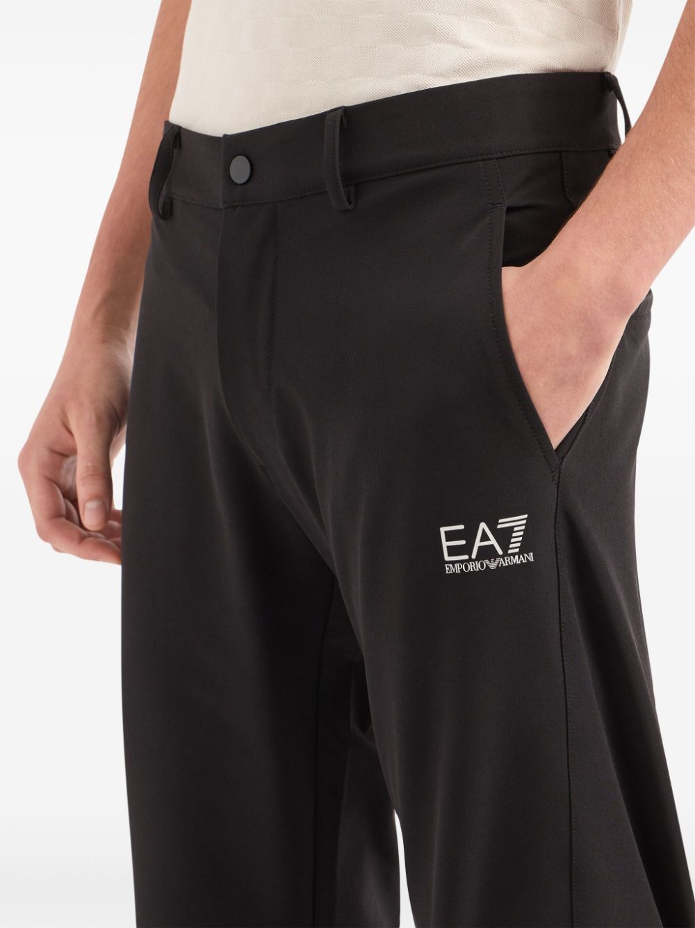 EA7 Black Stretch Trousers with Side Logo Print image 1