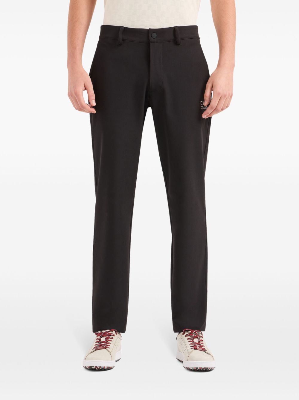 EA7 Black Stretch Trousers with Side Logo Print image 3