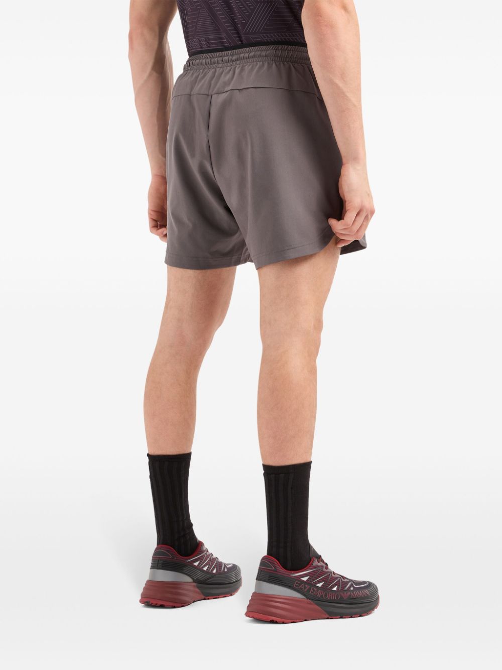 EA7 Men's Beluga Grey Stretch Shorts with Logo Print image 2