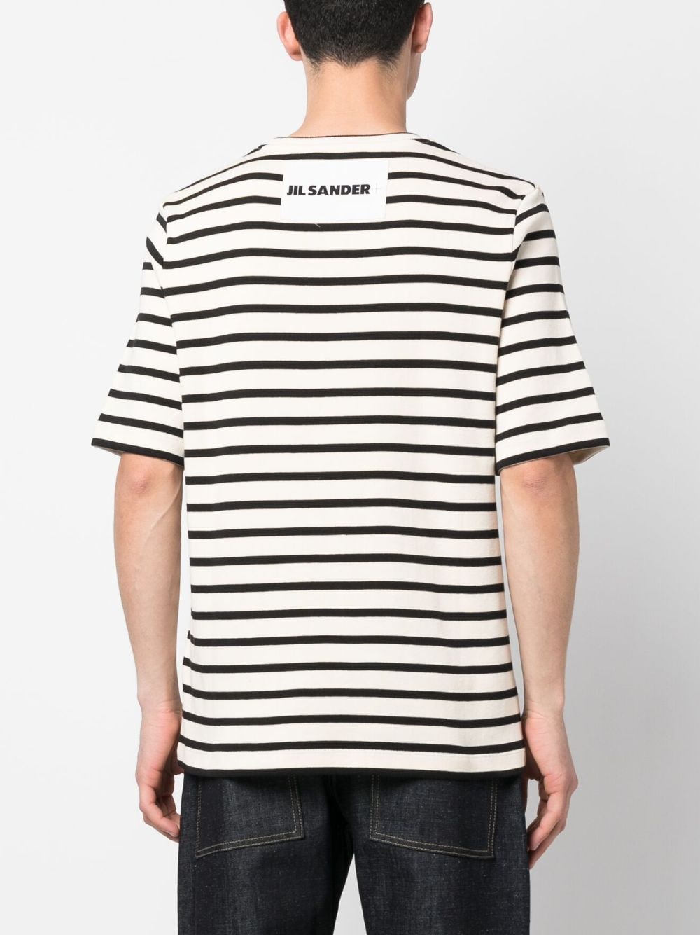 JIL SANDER PLUS Striped Cotton T-Shirt - Beige image 1